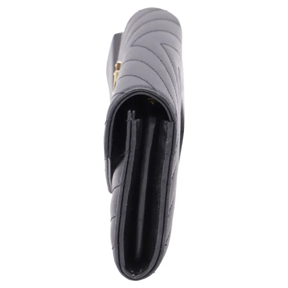 Saint Lauren Large Cassandre Quilted Flap Wallet in Black Lamb Leather - Picture 6 of 10